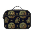 Blue And Gold Tribal Elephant Print Portable Lunch Bag