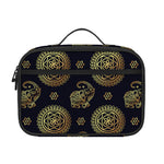 Blue And Gold Tribal Elephant Print Portable Lunch Bag