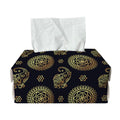 Blue And Gold Tribal Elephant Print Rectangle Tissue Box Cover