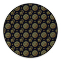 Blue And Gold Tribal Elephant Print Round Floor Mat