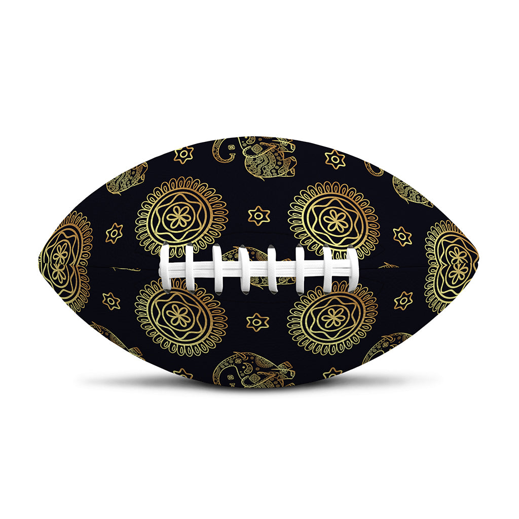 Blue And Gold Tribal Elephant Print Rugby Ball