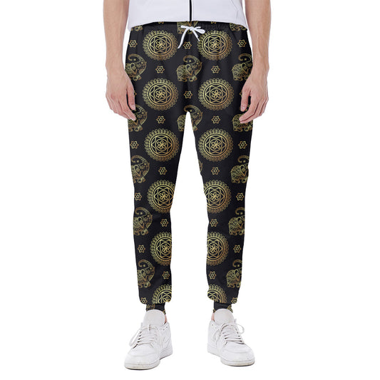 Blue And Gold Tribal Elephant Print Scuba Joggers