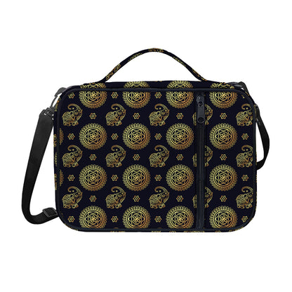 Blue And Gold Tribal Elephant Print Shoulder Strap Bible Bag