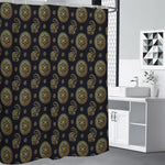 Blue And Gold Tribal Elephant Print Shower Curtain