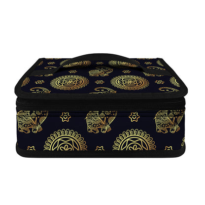 Blue And Gold Tribal Elephant Print Small Lunch Bag