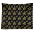 Blue And Gold Tribal Elephant Print Tapestry