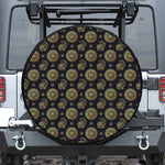 Blue And Gold Tribal Elephant Print Tire Cover