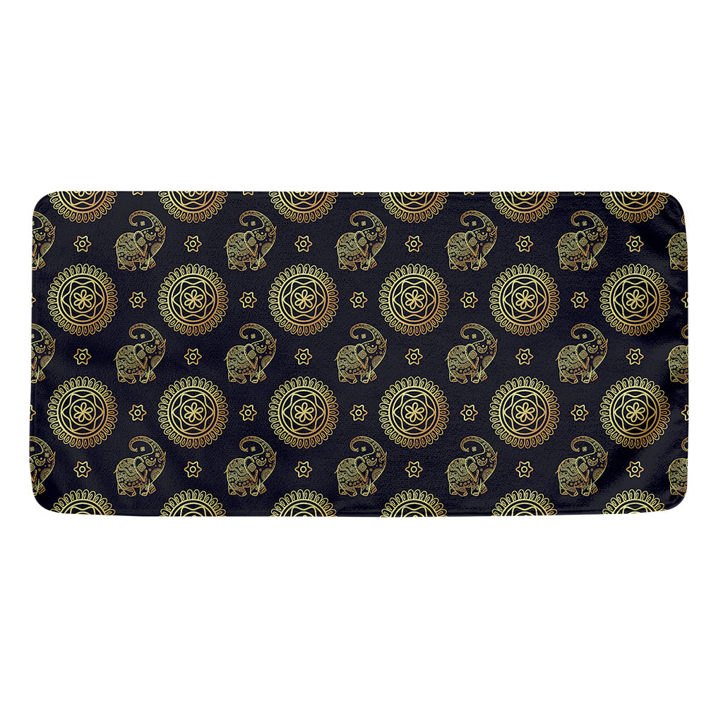 Blue And Gold Tribal Elephant Print Towel