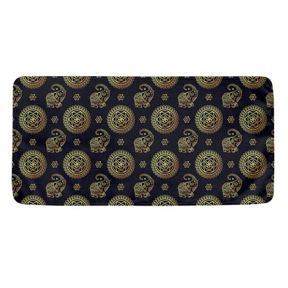 Blue And Gold Tribal Elephant Print Towel
