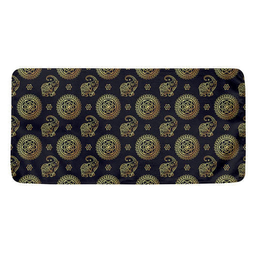 Blue And Gold Tribal Elephant Print Towel