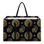 Blue And Gold Tribal Elephant Print Utility Tote Bag