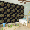 Blue And Gold Tribal Elephant Print Wall Sticker