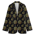 Blue And Gold Tribal Elephant Print Women's Blazer
