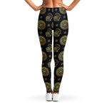 Blue And Gold Tribal Elephant Print Women's Leggings