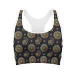Blue And Gold Tribal Elephant Print Women's Sports Bra