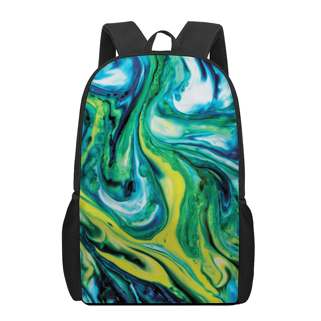 Blue And Green Acid Melt Print 17 Inch Backpack