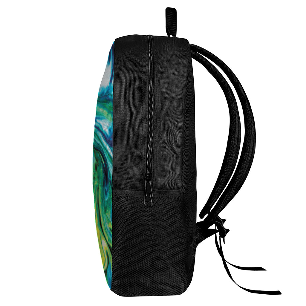 Blue And Green Acid Melt Print 17 Inch Backpack