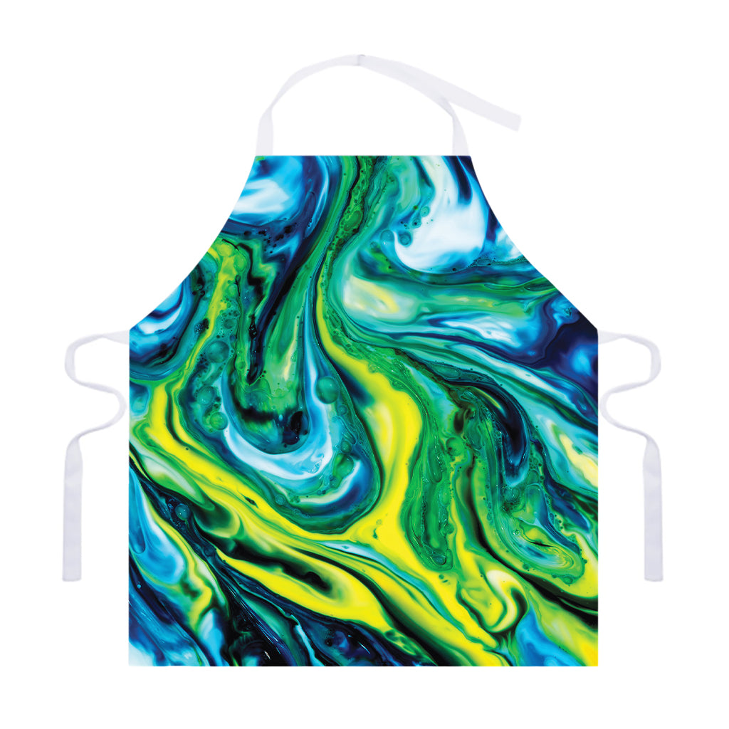 Blue And Green Acid Melt Print Adjustable Apron