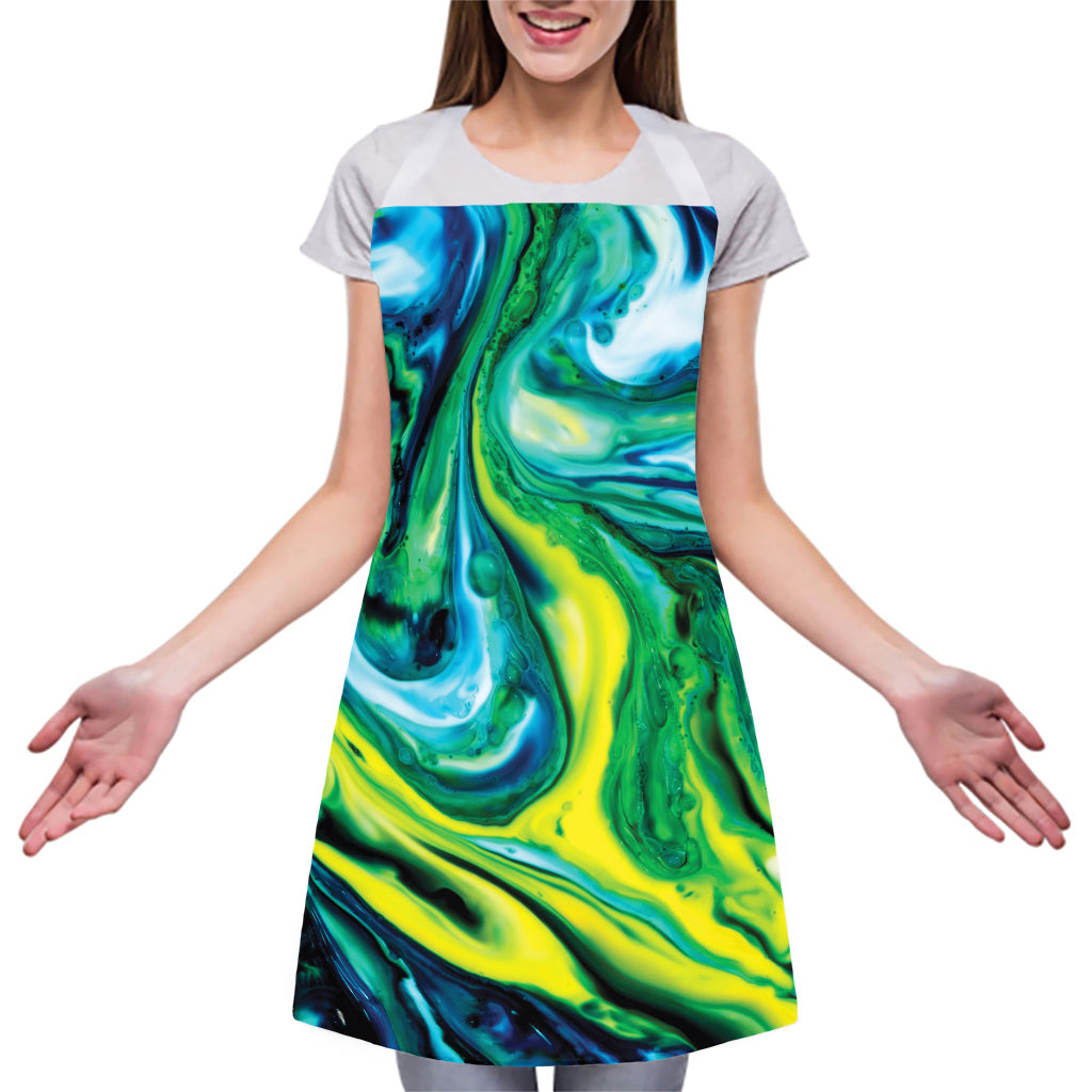 Blue And Green Acid Melt Print Adjustable Apron