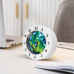 Blue And Green Acid Melt Print Alarm Clock