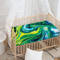 Blue And Green Acid Melt Print Baby Crib Sheet