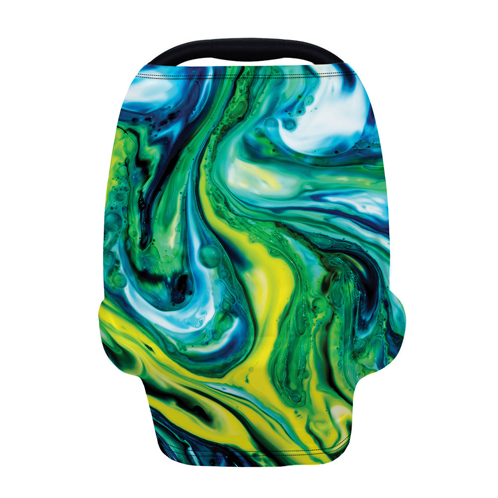 Blue And Green Acid Melt Print Baby Seat Cover