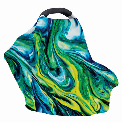 Blue And Green Acid Melt Print Baby Seat Cover