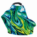 Blue And Green Acid Melt Print Baby Seat Cover