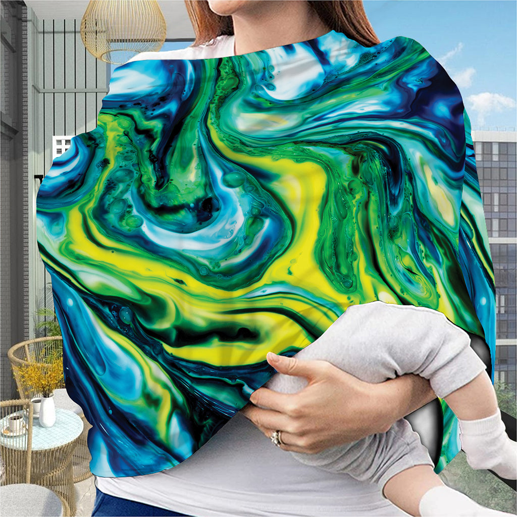 Blue And Green Acid Melt Print Baby Seat Cover