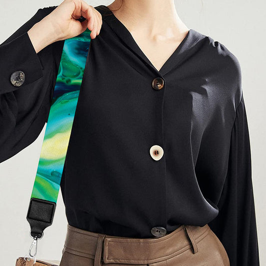 Blue And Green Acid Melt Print Bag Strap