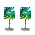 Blue And Green Acid Melt Print Bar Stool Covers