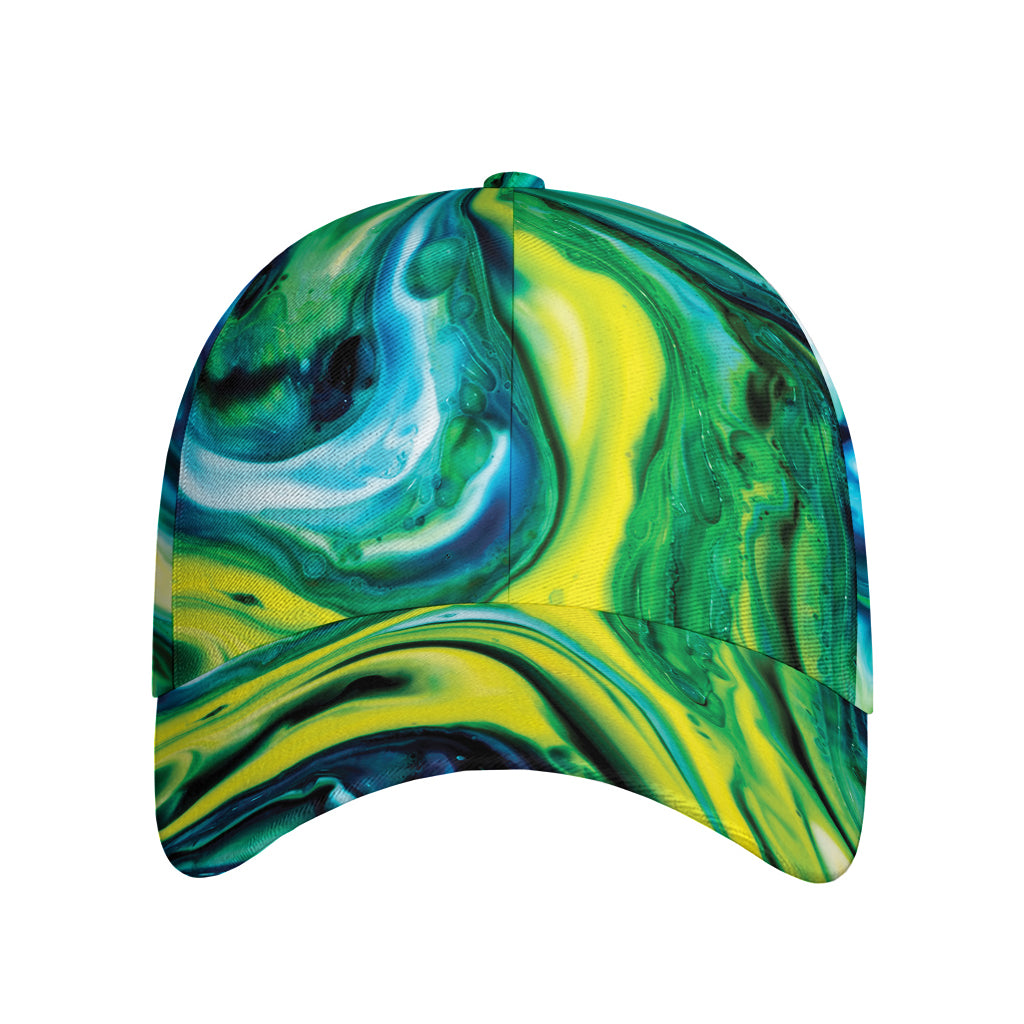 Blue And Green Acid Melt Print Baseball Cap