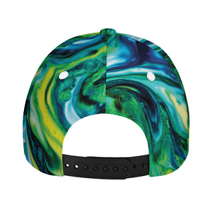 Blue And Green Acid Melt Print Baseball Cap