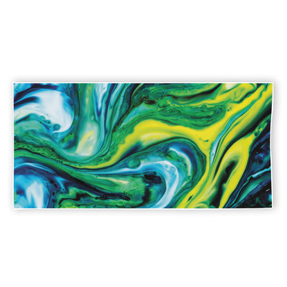 Blue And Green Acid Melt Print Beach Towel