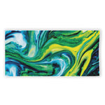 Blue And Green Acid Melt Print Beach Towel