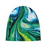 Blue And Green Acid Melt Print Beanie
