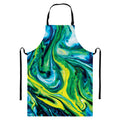 Blue And Green Acid Melt Print Bib Apron With Pocket