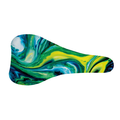 Blue And Green Acid Melt Print Bicycle Seat Cover