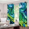 Blue And Green Acid Melt Print Dimout Grommet Curtains