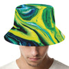 Blue And Green Acid Melt Print Bucket Hat