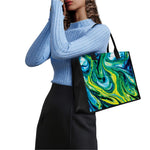 Blue And Green Acid Melt Print Canvas Tote Bag