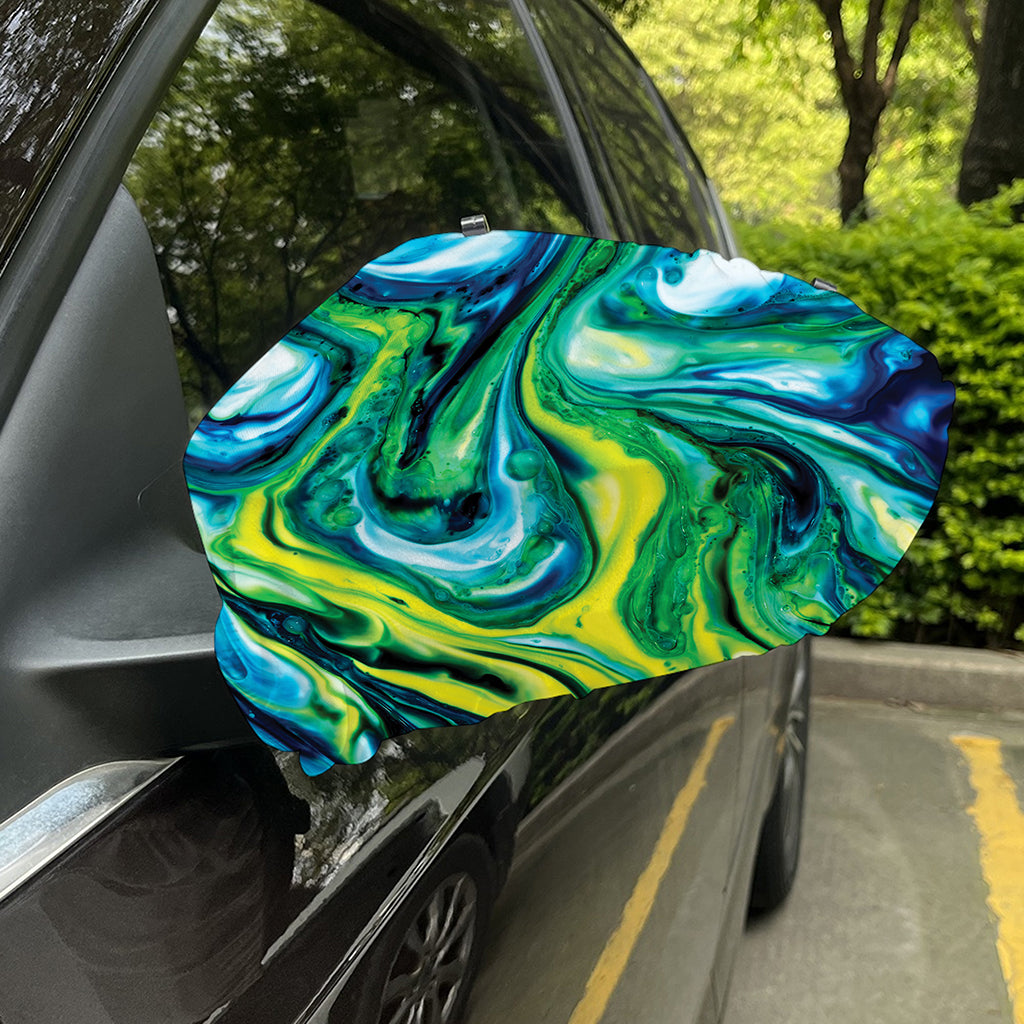 Blue And Green Acid Melt Print Car Side Mirror Covers