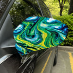 Blue And Green Acid Melt Print Car Side Mirror Covers