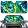 Blue And Green Acid Melt Print Car Windshield Sun Shade