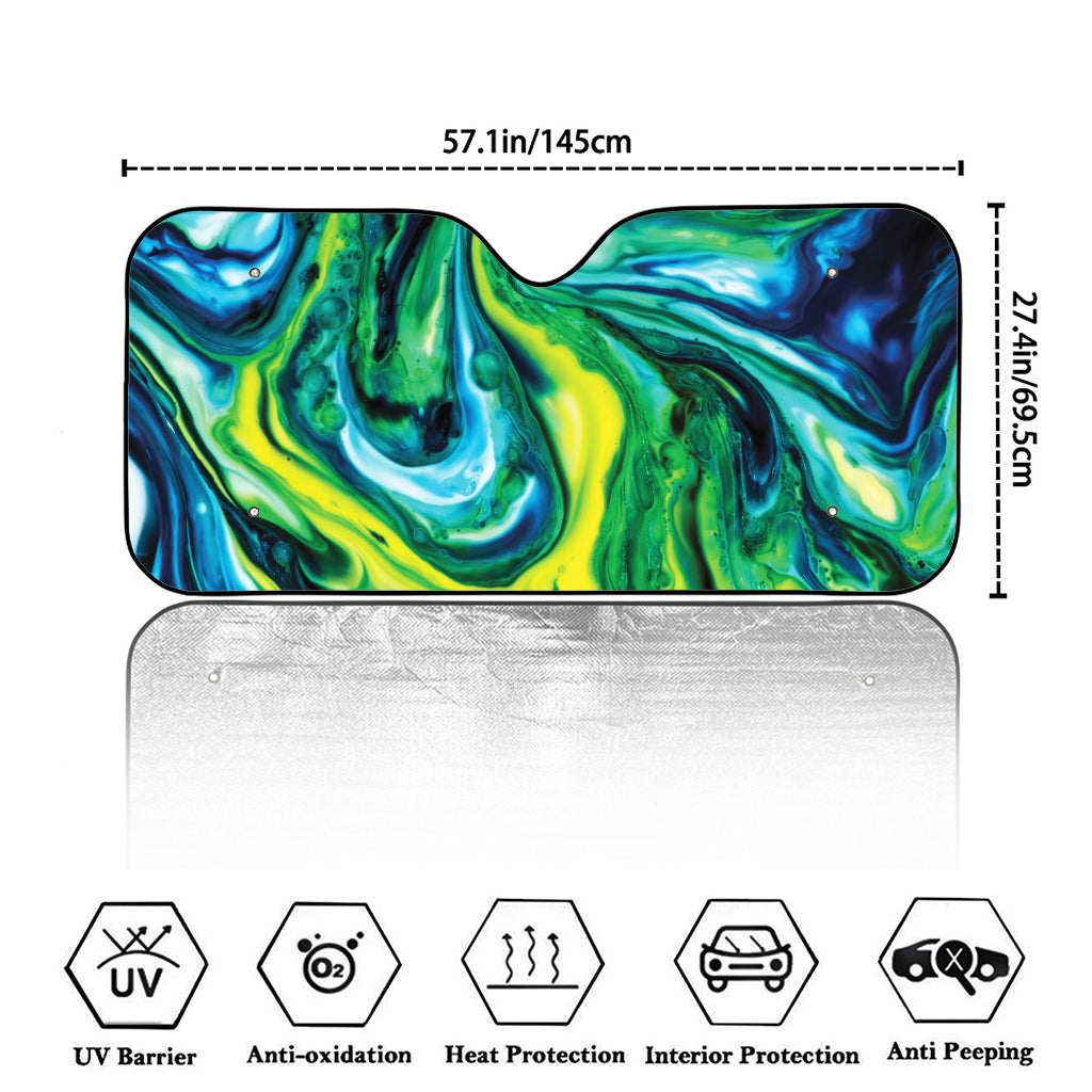 Blue And Green Acid Melt Print Car Windshield Sun Shade