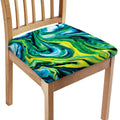Blue And Green Acid Melt Print Chair Cushion Cover