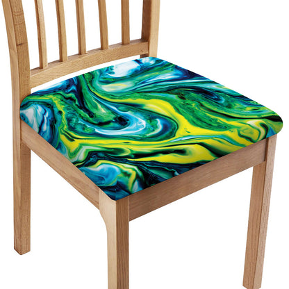 Blue And Green Acid Melt Print Chair Cushion Cover