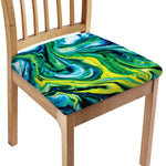 Blue And Green Acid Melt Print Chair Cushion Cover