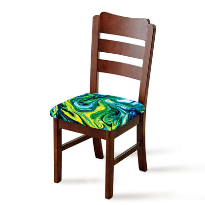 Blue And Green Acid Melt Print Chair Cushion Cover