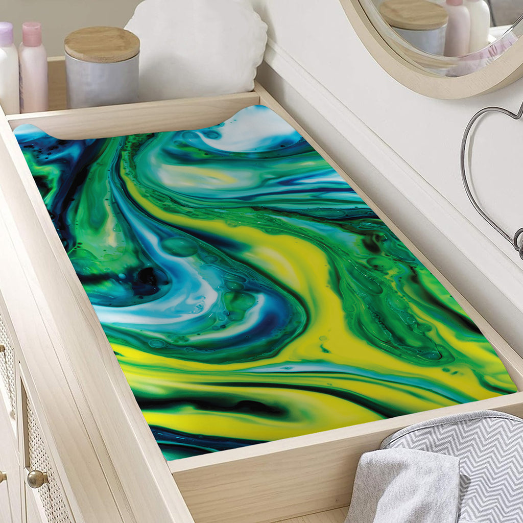 Blue And Green Acid Melt Print Changing Pad Cover